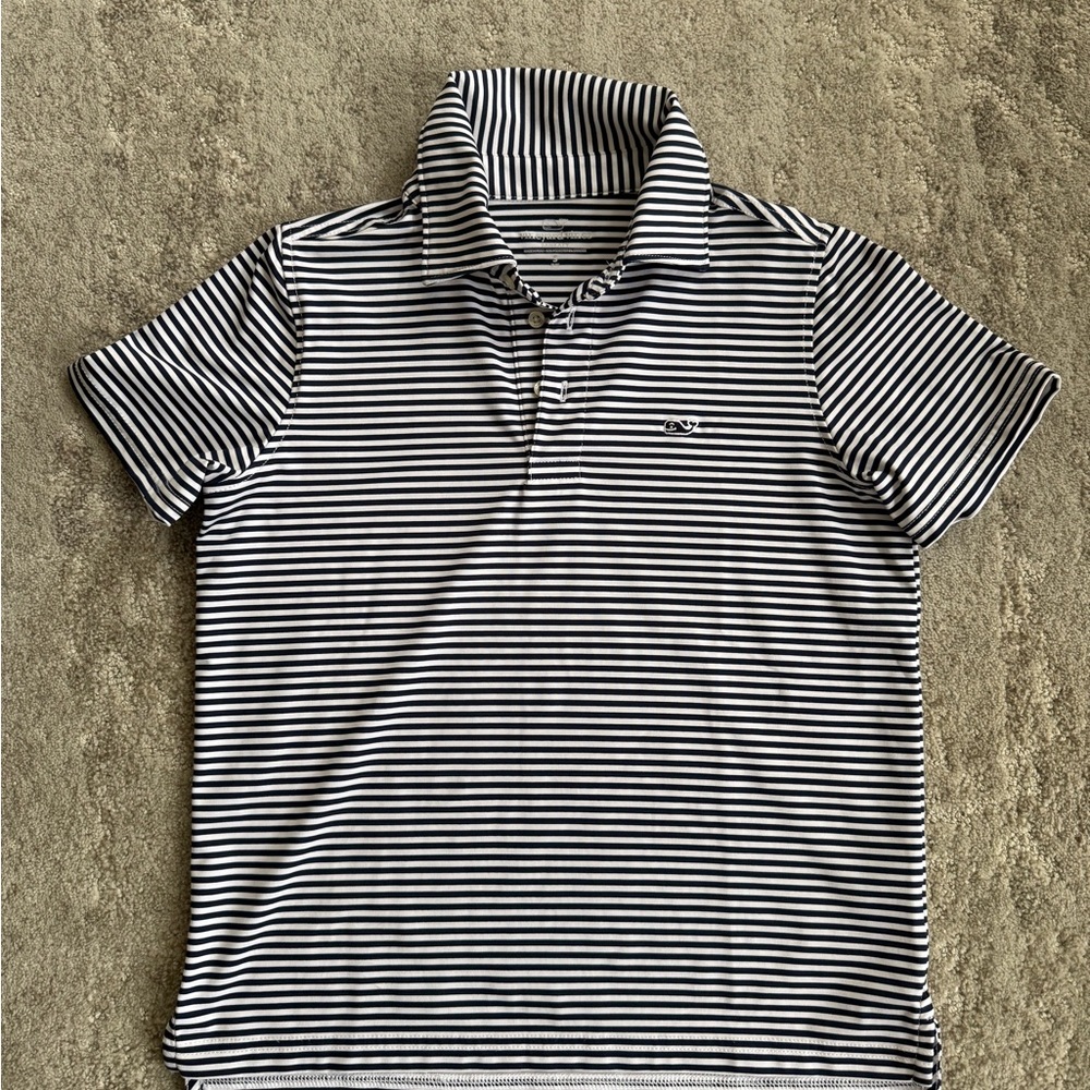 Vineyard Vines Navy and White Striped Polo Shirt
